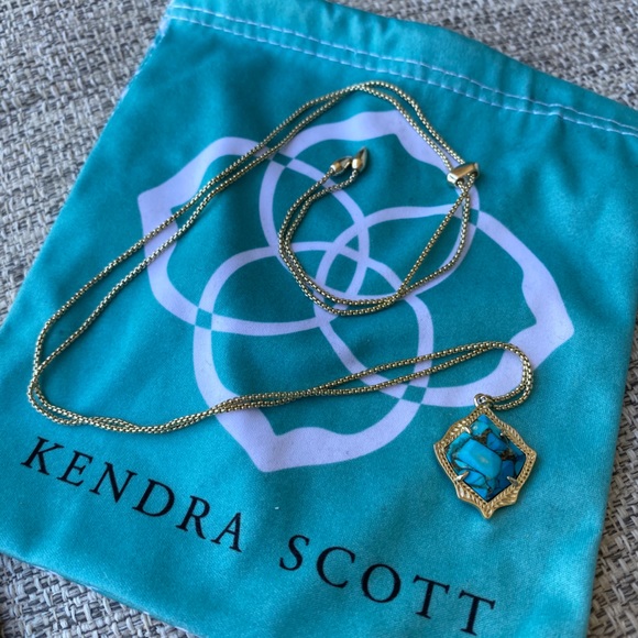 Kendra Scott Gold Turquoise Crackle Necklace - Picture 1 of 3